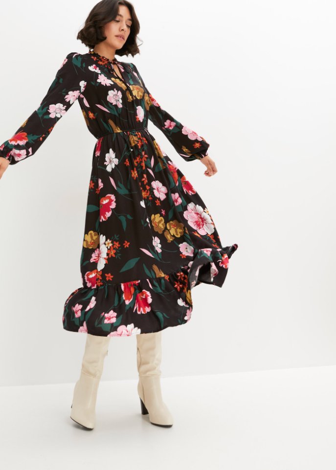 bedrucktes Midikleid aus nachhaltiger Viskose