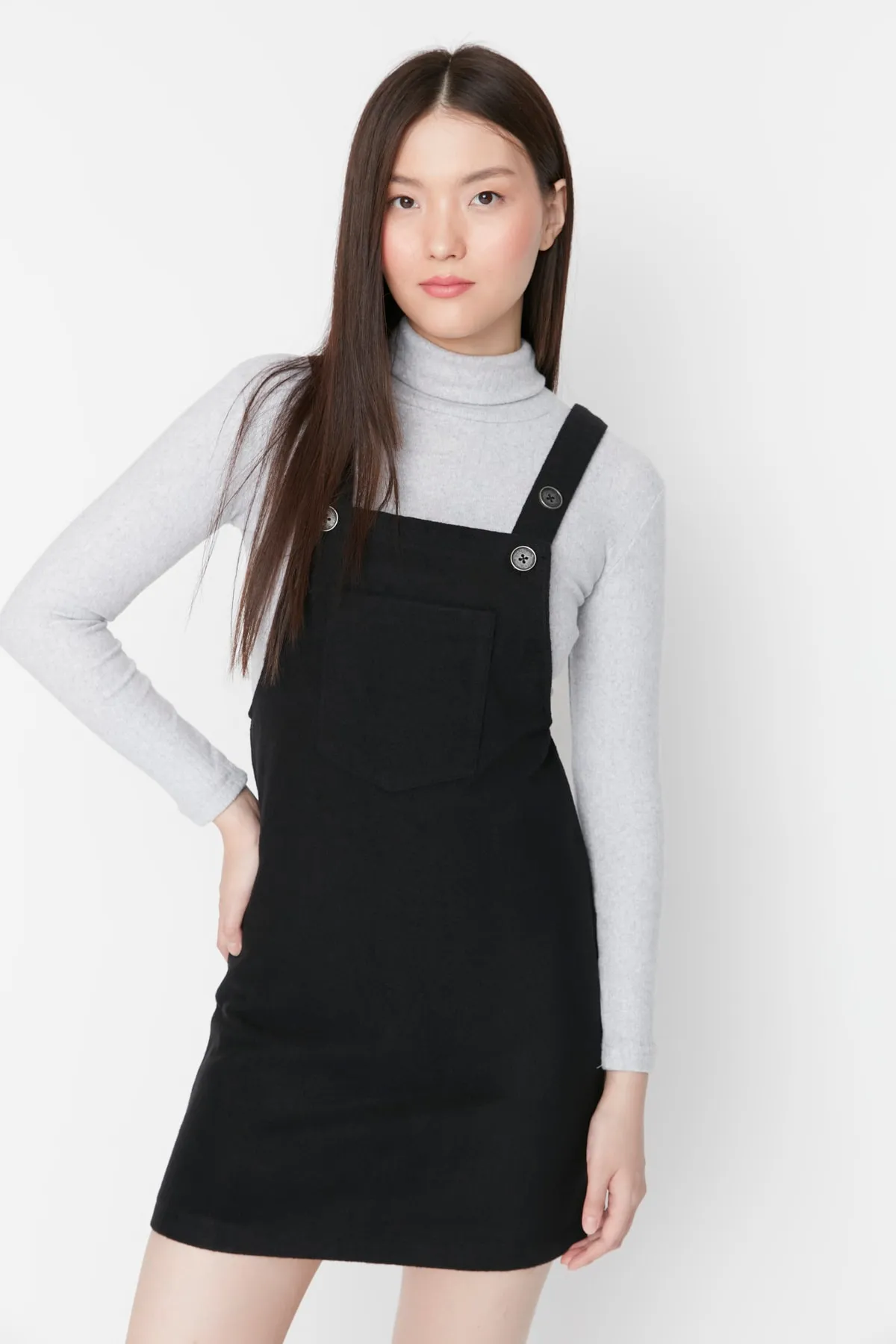 Trendyol Collection  Schwarzes Mini-Gilet-Webkleid TWOAW20EL2134