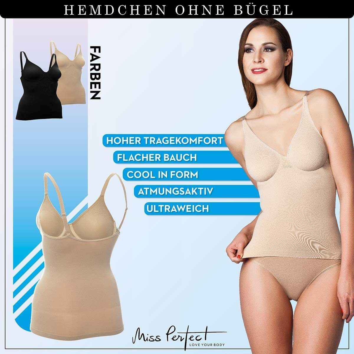 Miss Perfect Shapinghemd 34630 ohne Bügel mit Kühlungseffekt in Größe S-2XL (38-46)