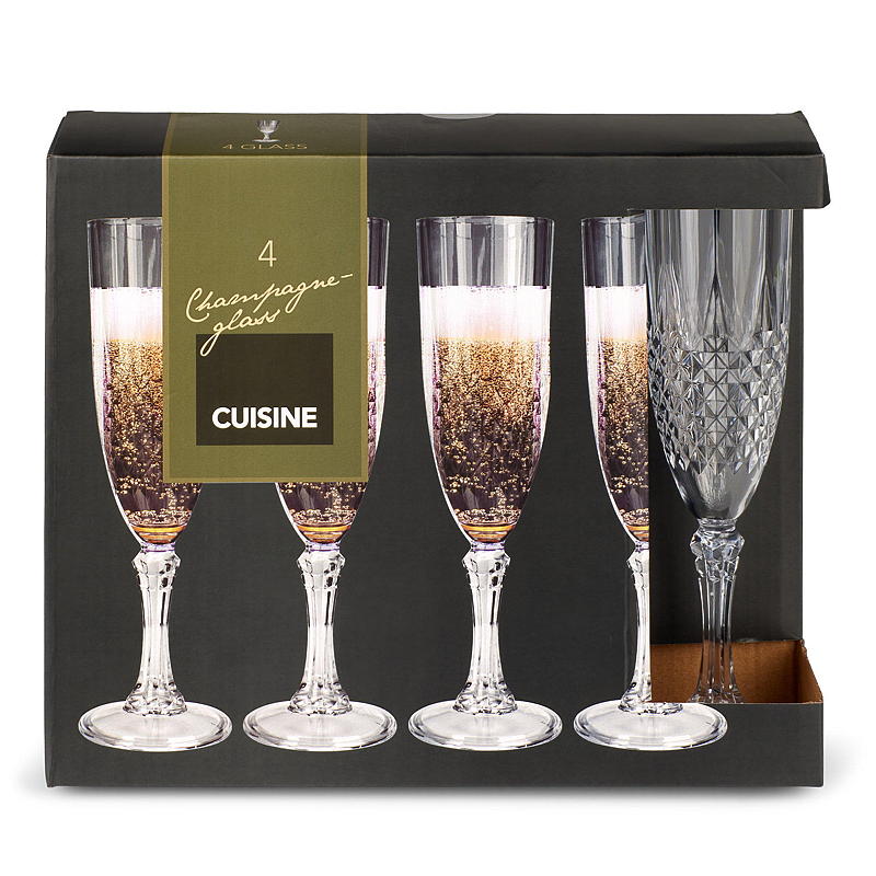 Cuisine Champagneglass 4-pk 22 cl plast kristall klar