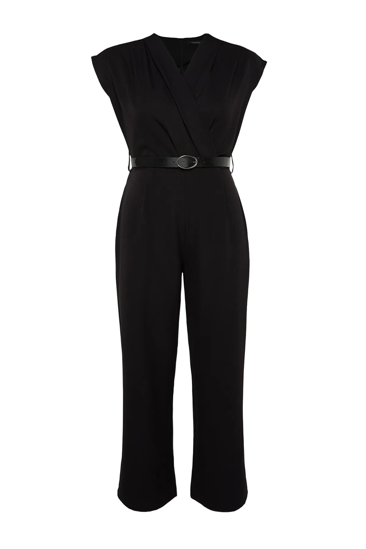 Trendyol Curve  Schwarzer gewebter Overall mit Gürtel TBSSS23BG00004