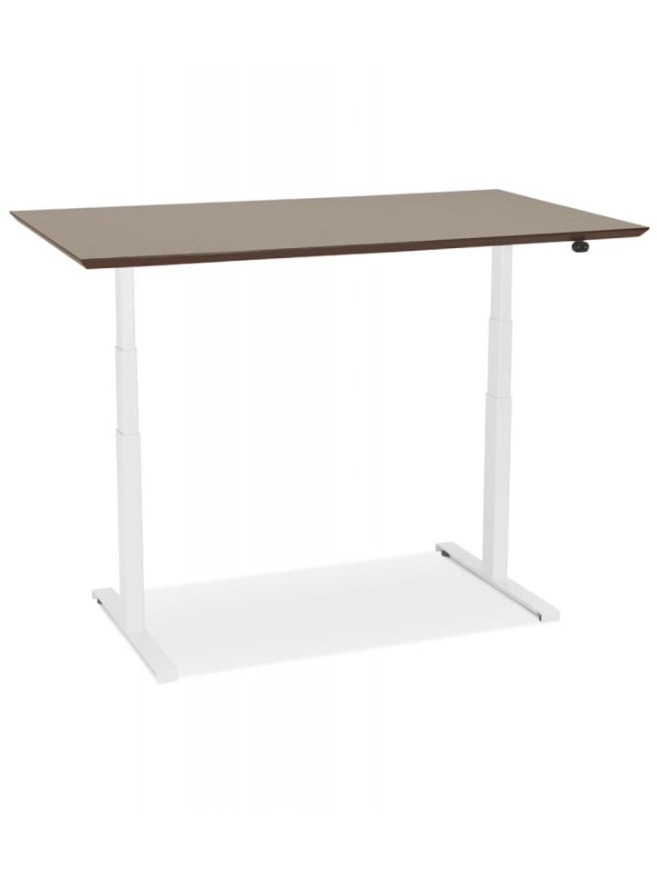 KADIMA DESIGN Elektrischer Sitz Steh Schreibtisch Holz Metall | Modern in Braun-Weiß günstig kaufen