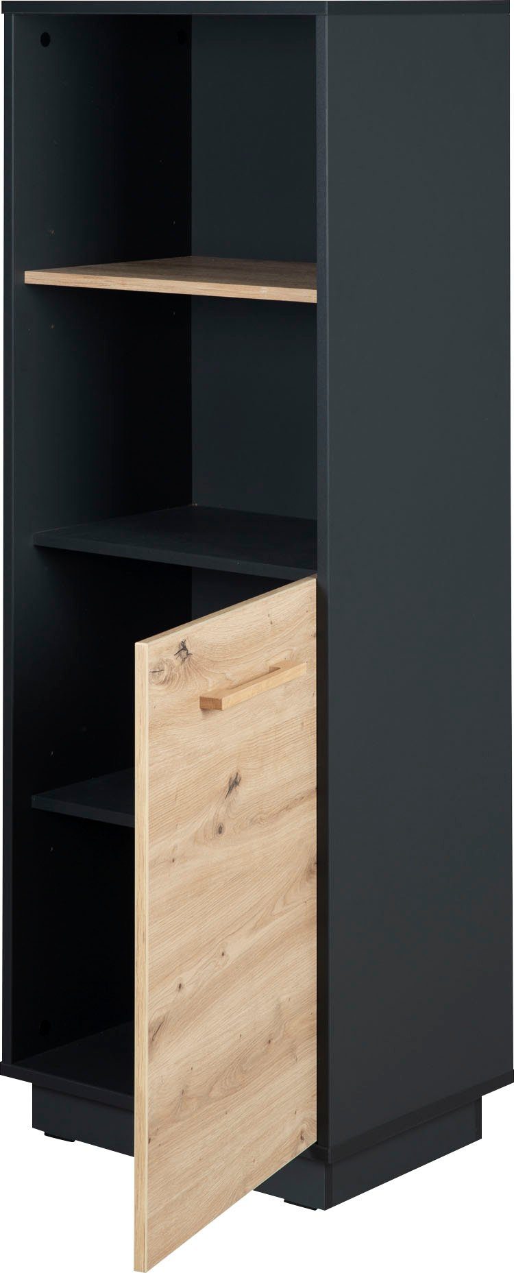 roba® Standregal Regal Lenn, 150 cm hoch - Anthrazit & Dekor: Artisan Eiche, modernes Bücher- oder Dekoregal, 2 offene Fächer, 1 Tür mit 2 Fächern