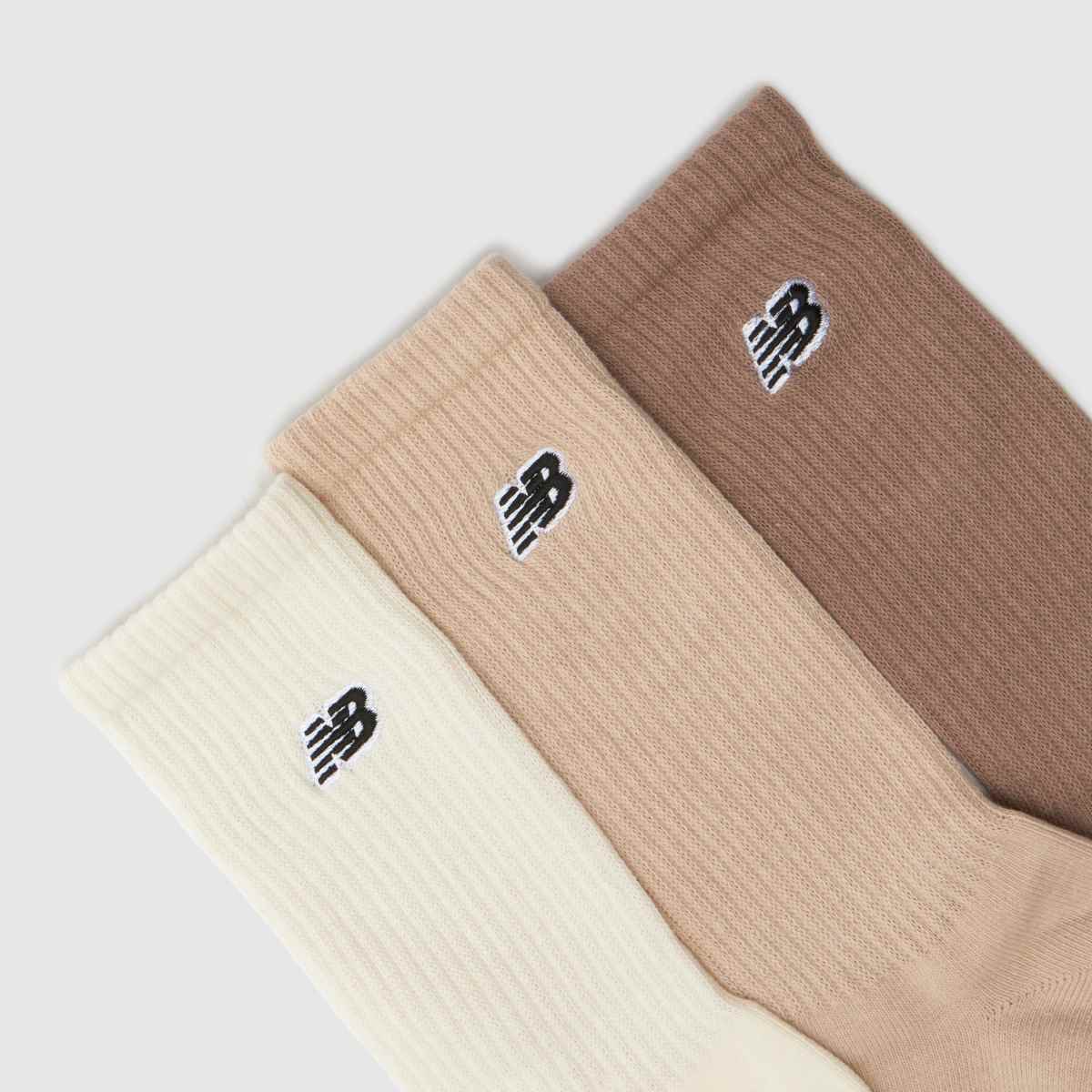 Dětské pletené ponožky New Balance s logem, 3 ks v béžové barvě