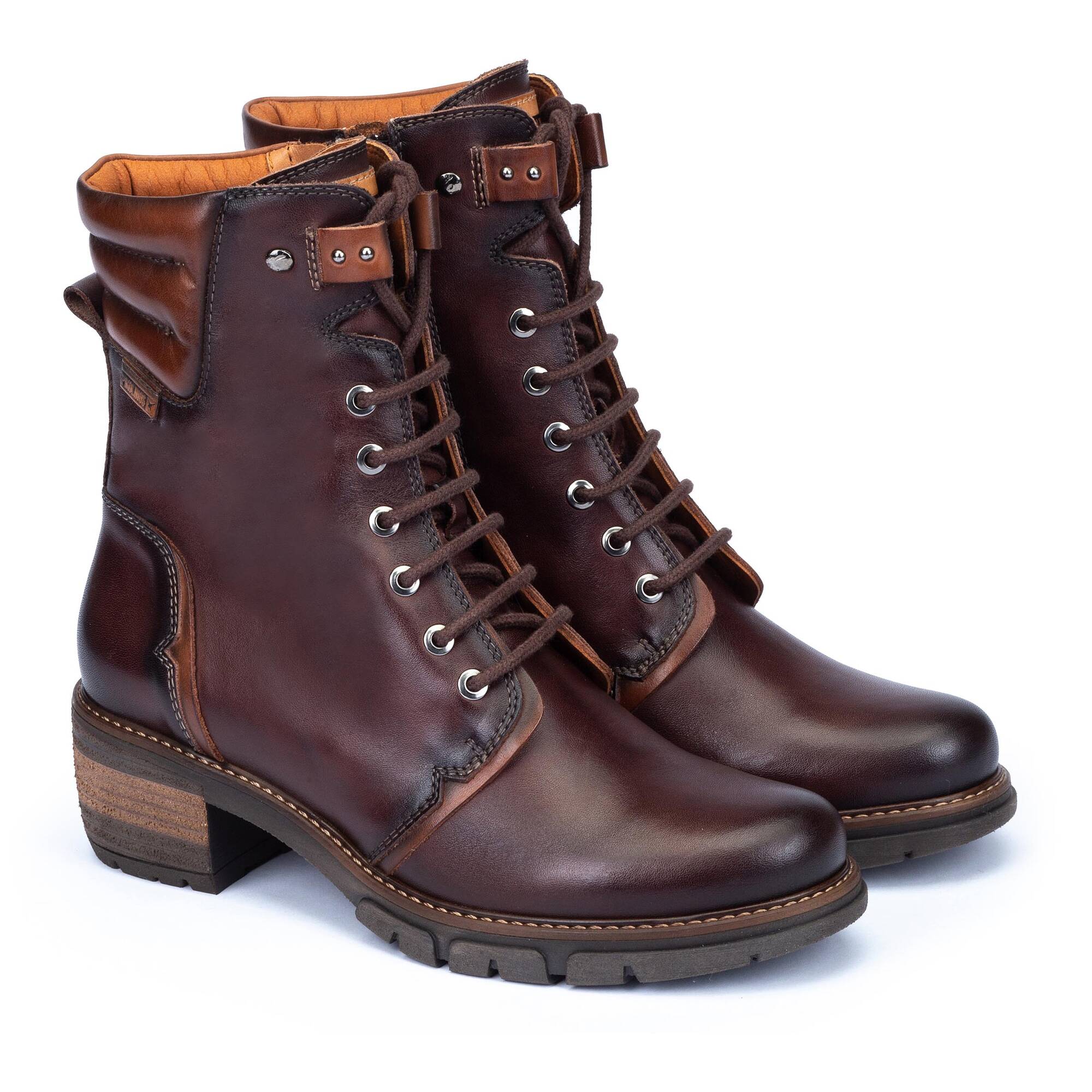 Botki na obcasie sznurowane - MAHOGANY