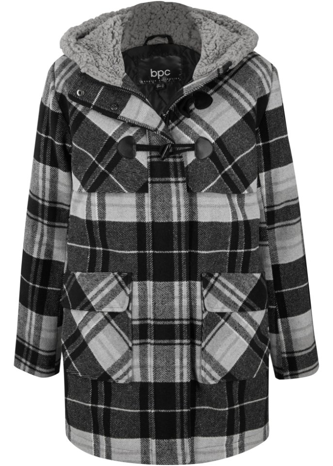 leicht wattierter Dufflecoat mit Kapuze