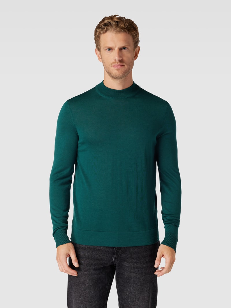 Strickpullover mit Stehkragen Modell 'Marek' in olivgrün