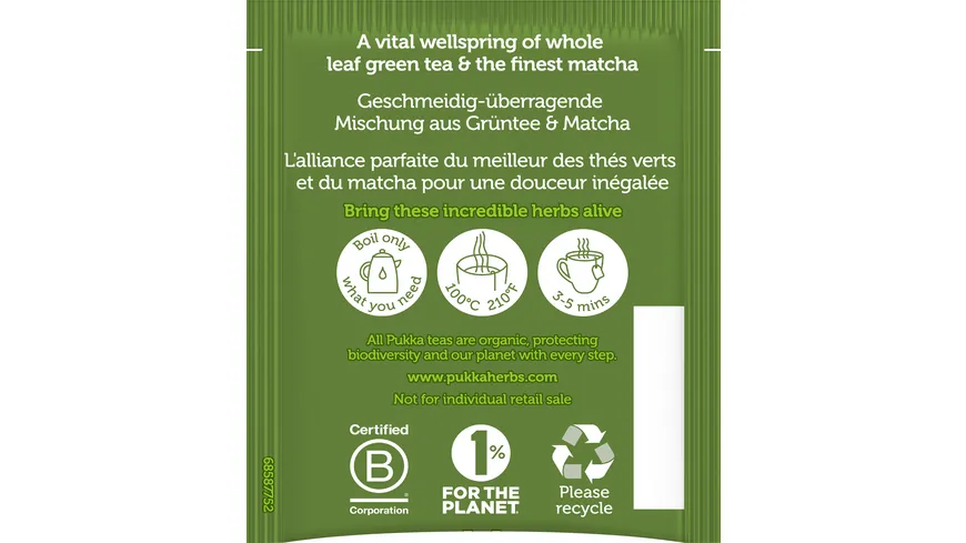 Pukka BIO Tee Matcha Green 20 Beutel 30g Packung 30 g