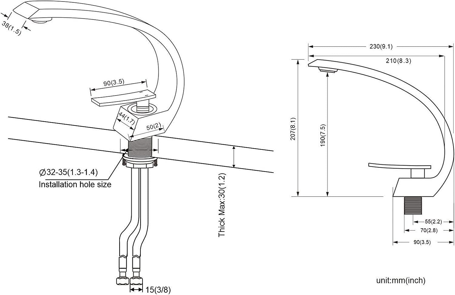 Auralum Waschtischarmatur Waschtischarmatur Einhebelmischer Mischbatterie Armatur Wasserhahn