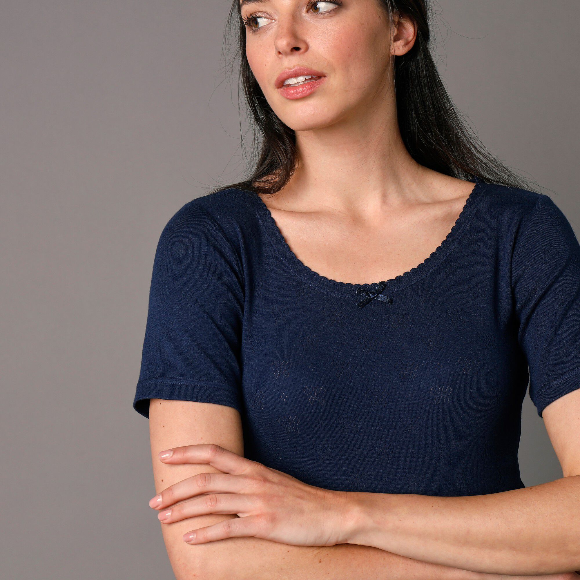 Tee-shirt manches courtes maille jacquard
