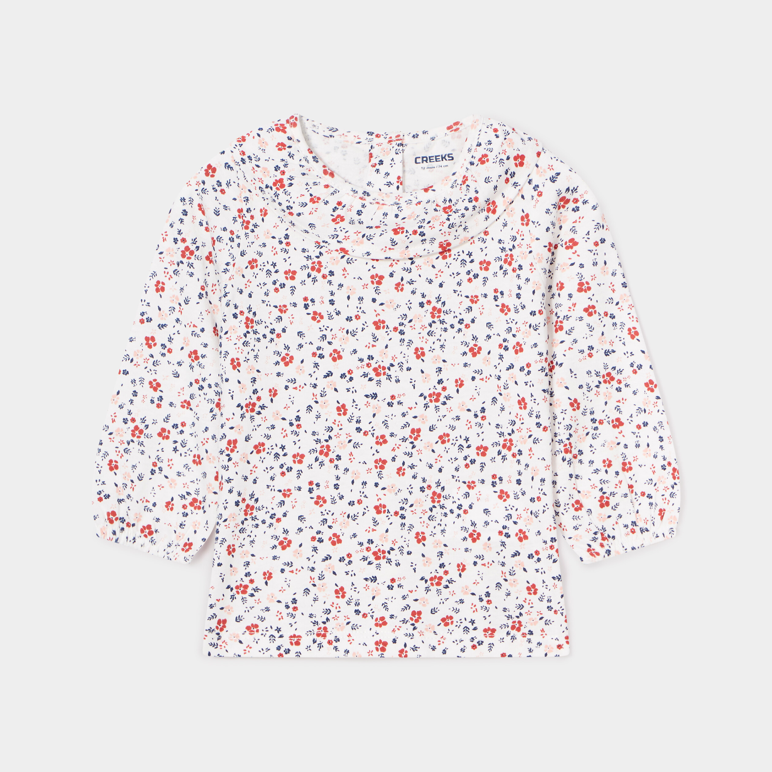 T-shirt col à volants coton Creeks ecru bébé fille | La Halle