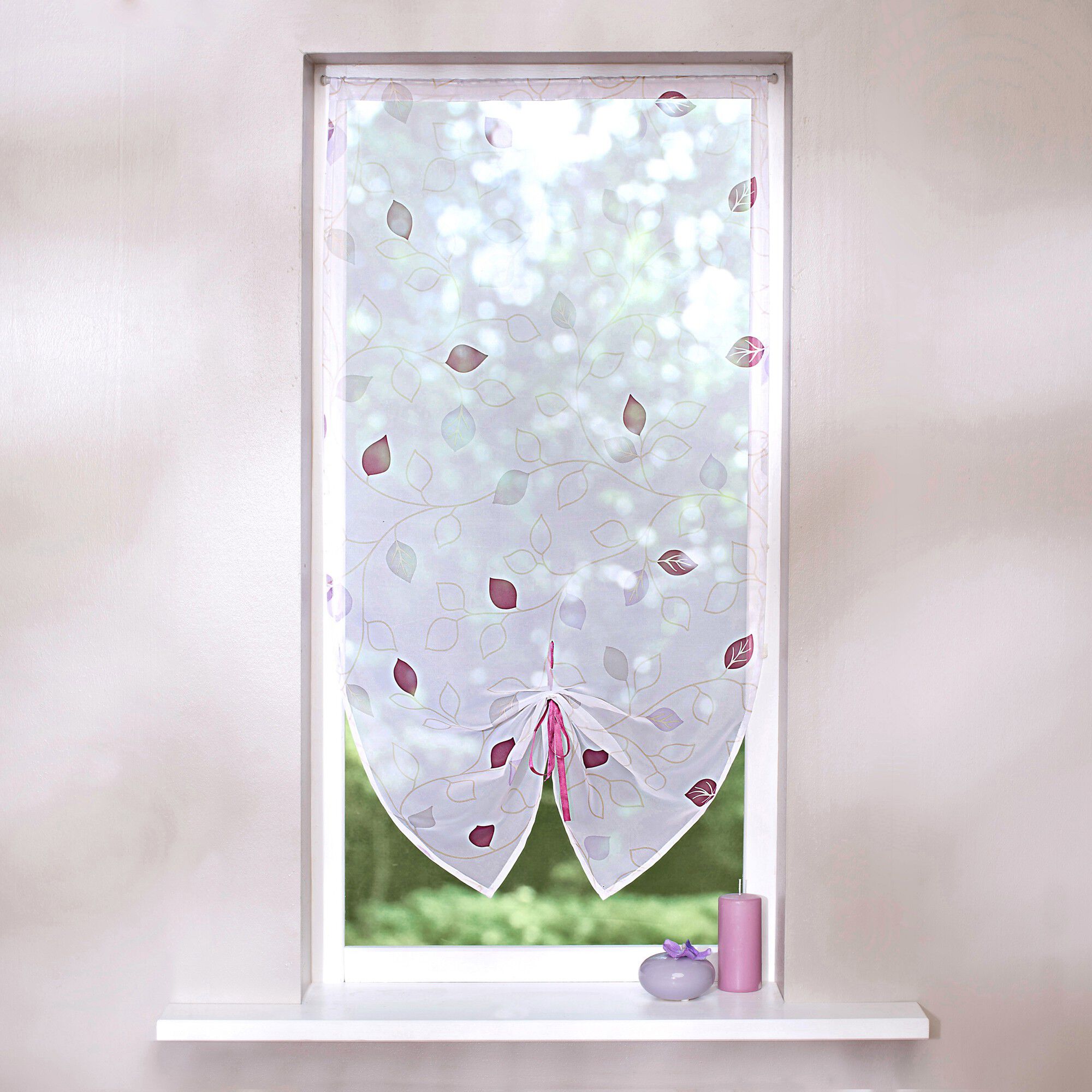 Store vitrage clairière voile imprimé feuilles