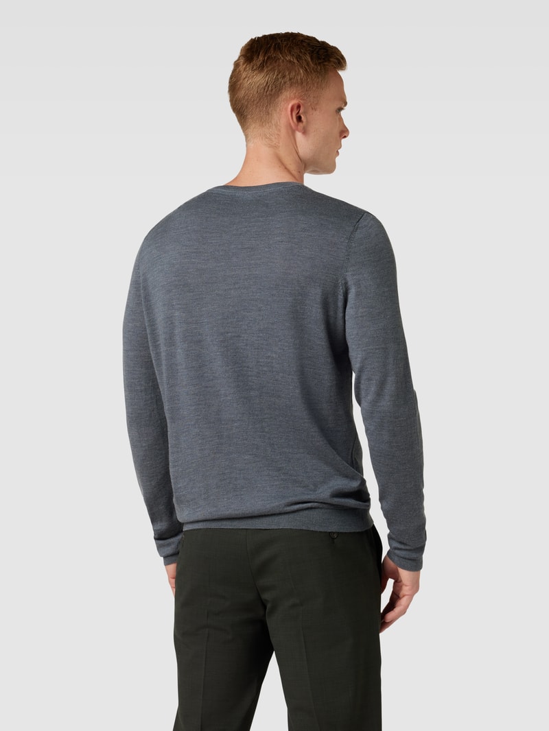 Strickpullover aus Wolle mit Rundhalsausschnitt in dunkelgrau