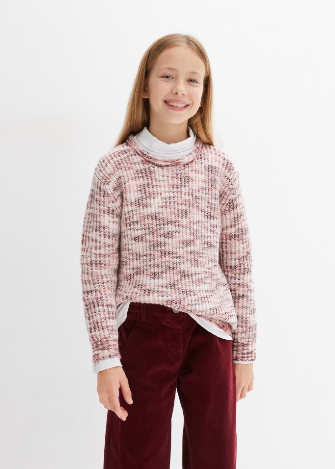 Mädchen Melange-Strickpullover