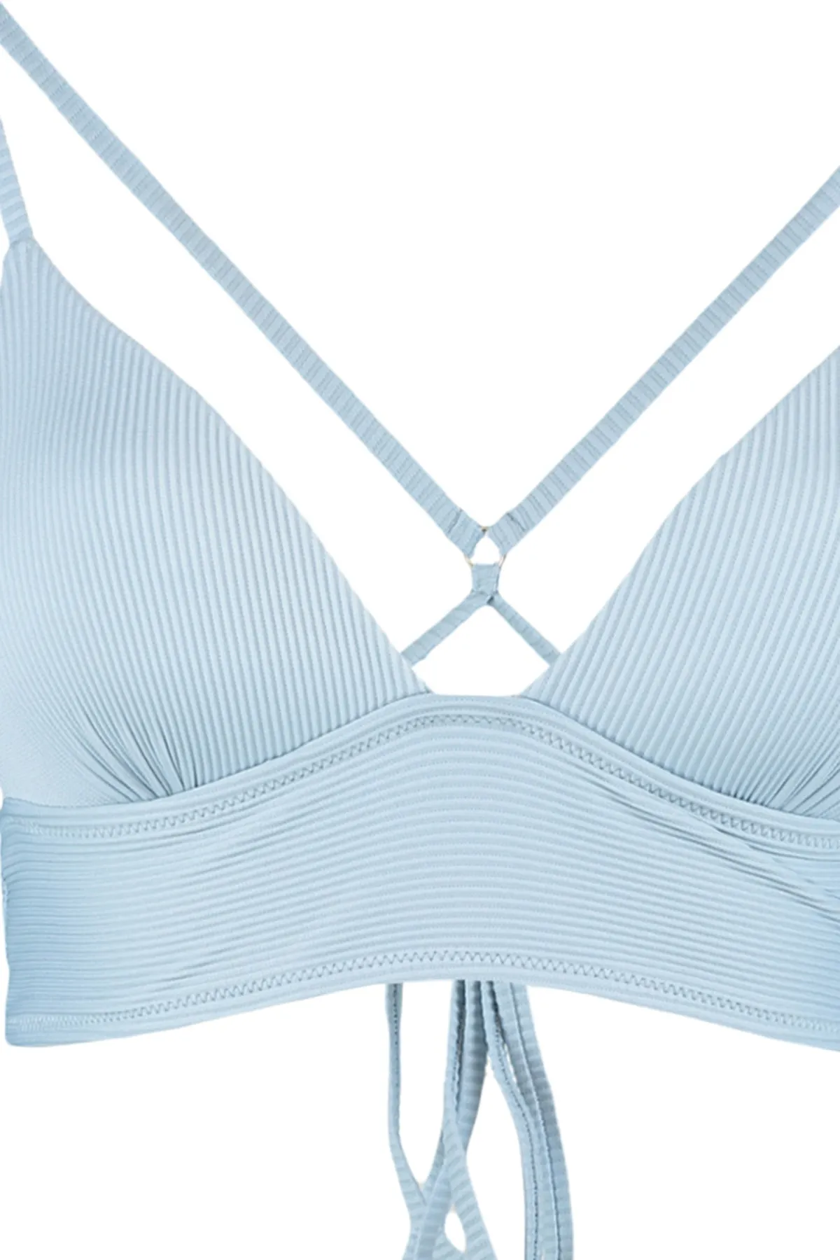 Trendyol Collection  Blaues Dreieck-Push-Up-Bikinioberteil mit Struktur TBESS21BU0010