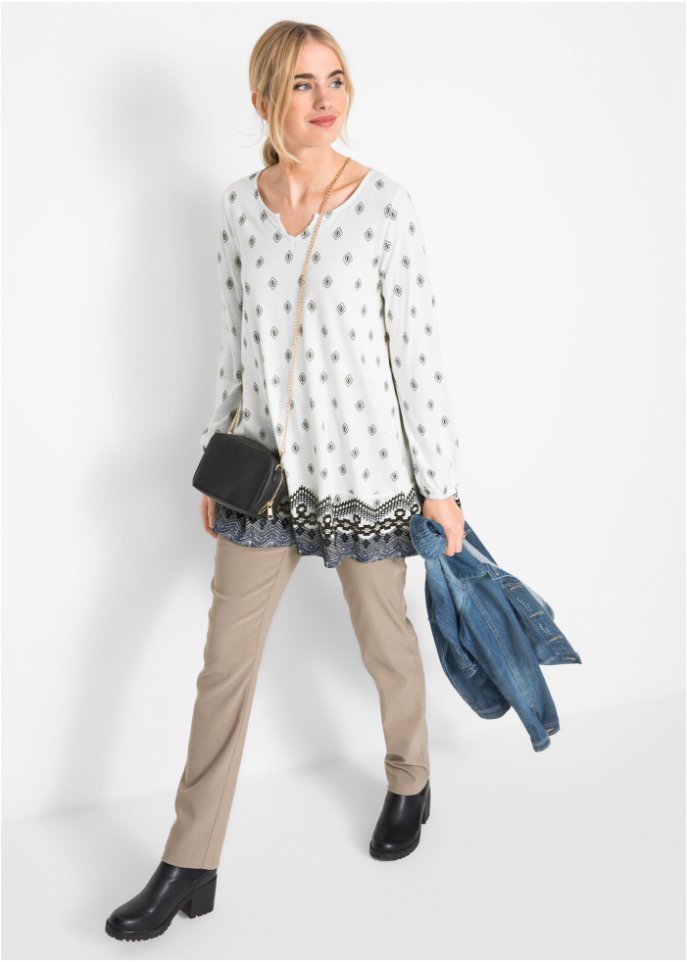 Extra weite Shirt-Tunika, Langarm