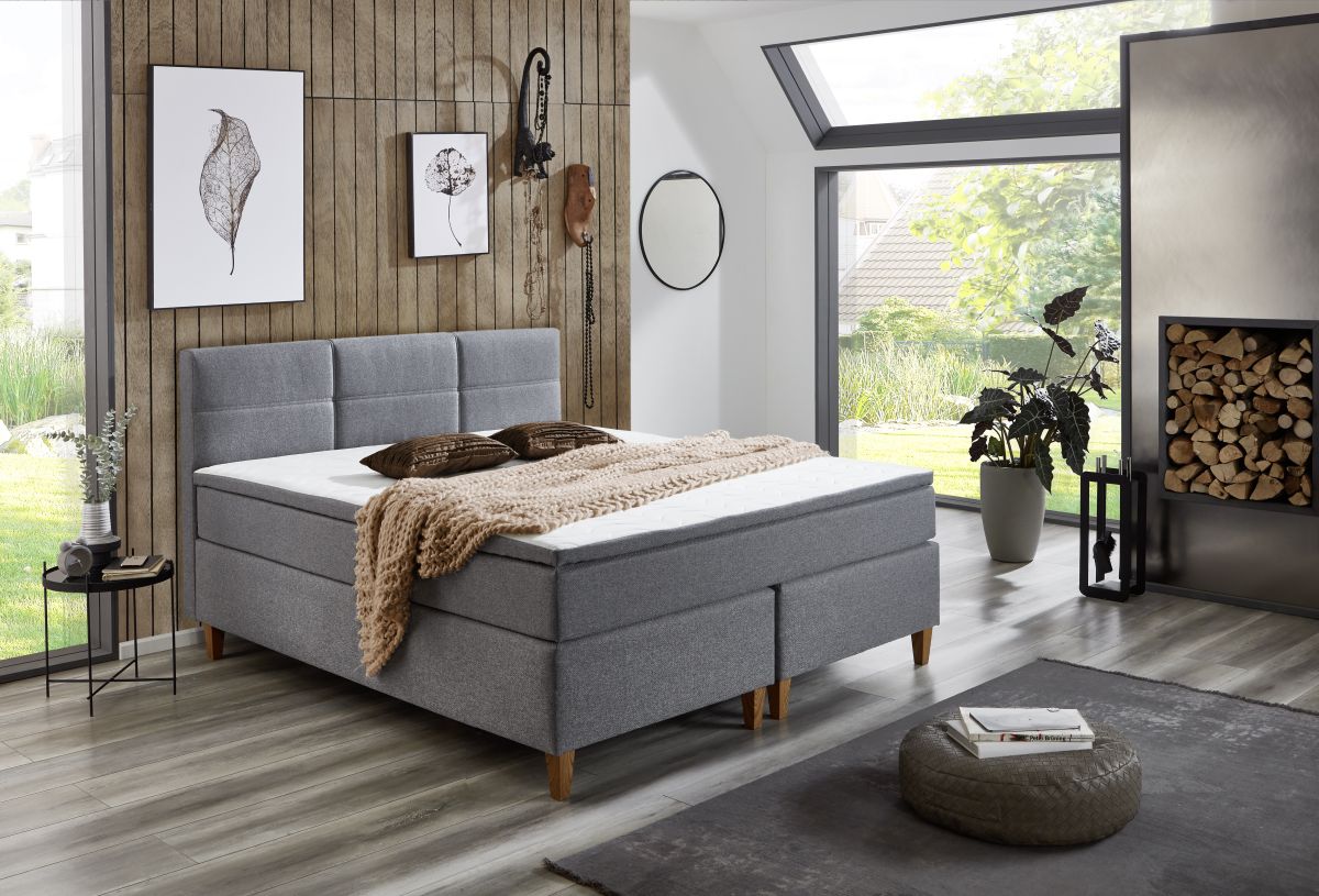 Sun Garden Boxspringbett Kenora Grau 140 x 200 cm