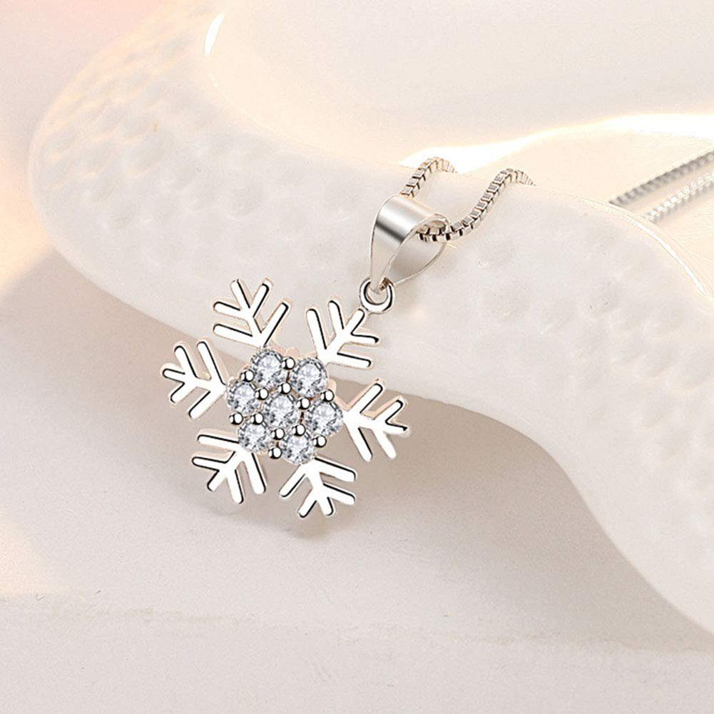 POCHUMIDUU Ohrring und Ketten Set Weihnachtskette Ohrringe-Set (3-tlg., Hakenohrringe mit weißem Zirkonia, Schneeflocken-Anhänger), Geschenk zu Weihnachten