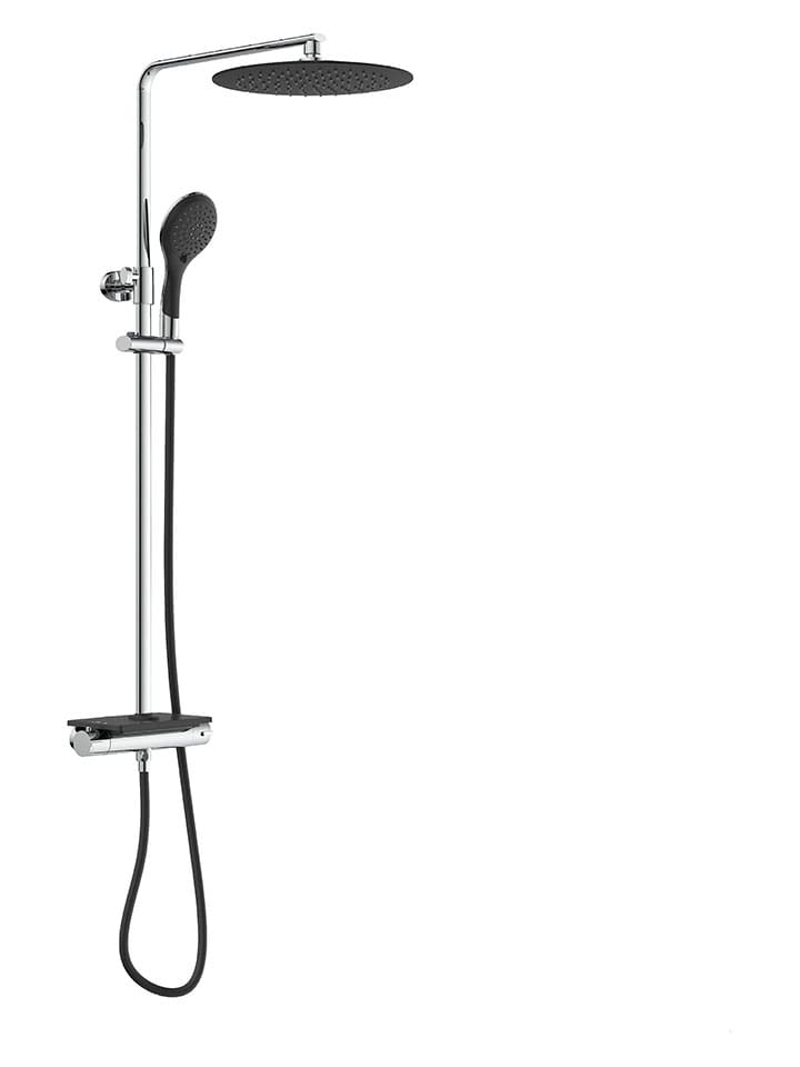 Schütte Überkopfbrauseset mit Thermostat-Armatur ''Grande Vita'' in Silber/ Schwarz günstig kaufen onesize