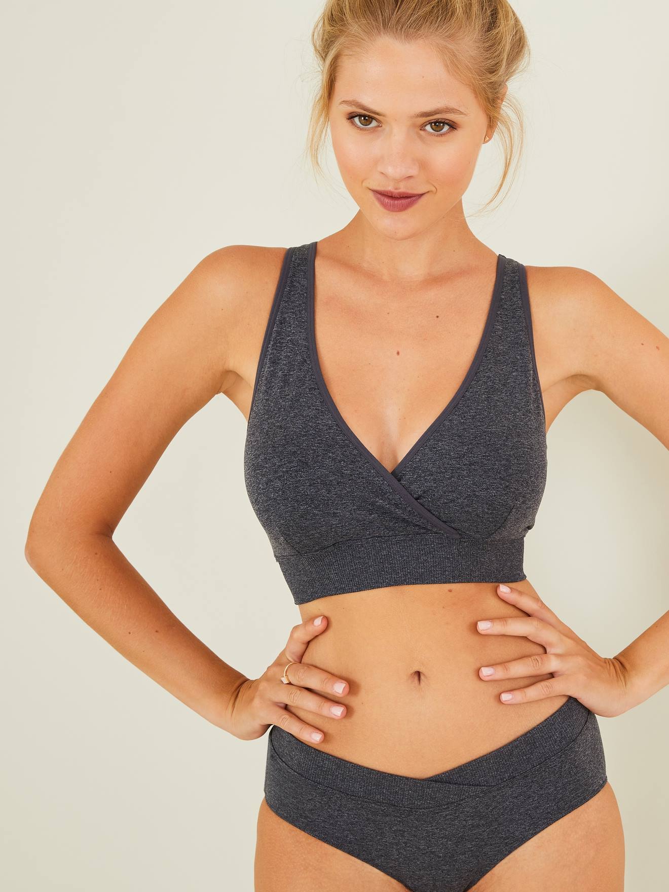 Lot de 2 brassières d'allaitement sans coutures en microfibre encre