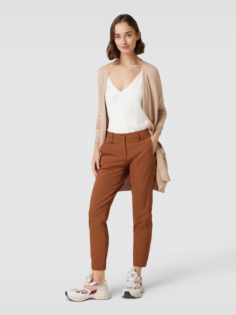 Cardigan mit gerippten Ärmelabschlüssen in beige meliert
