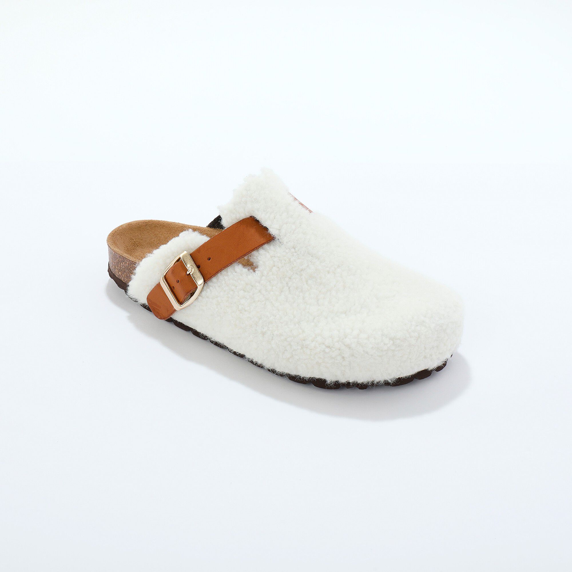Chaussons sabot en sherpa à bride réglable