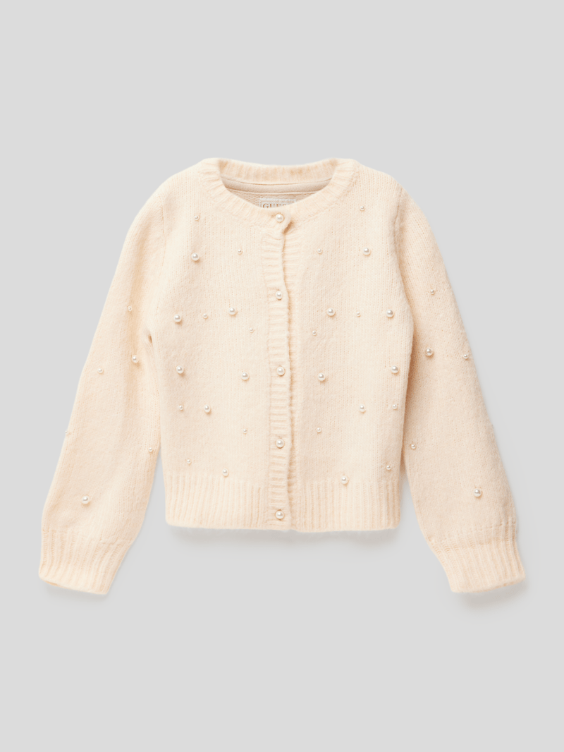 Cardigan mit Zier-Besatz in ecru