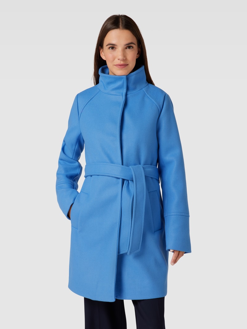 Kurzmantel mit Bindegürtel Modell 'Cilia' in bleu