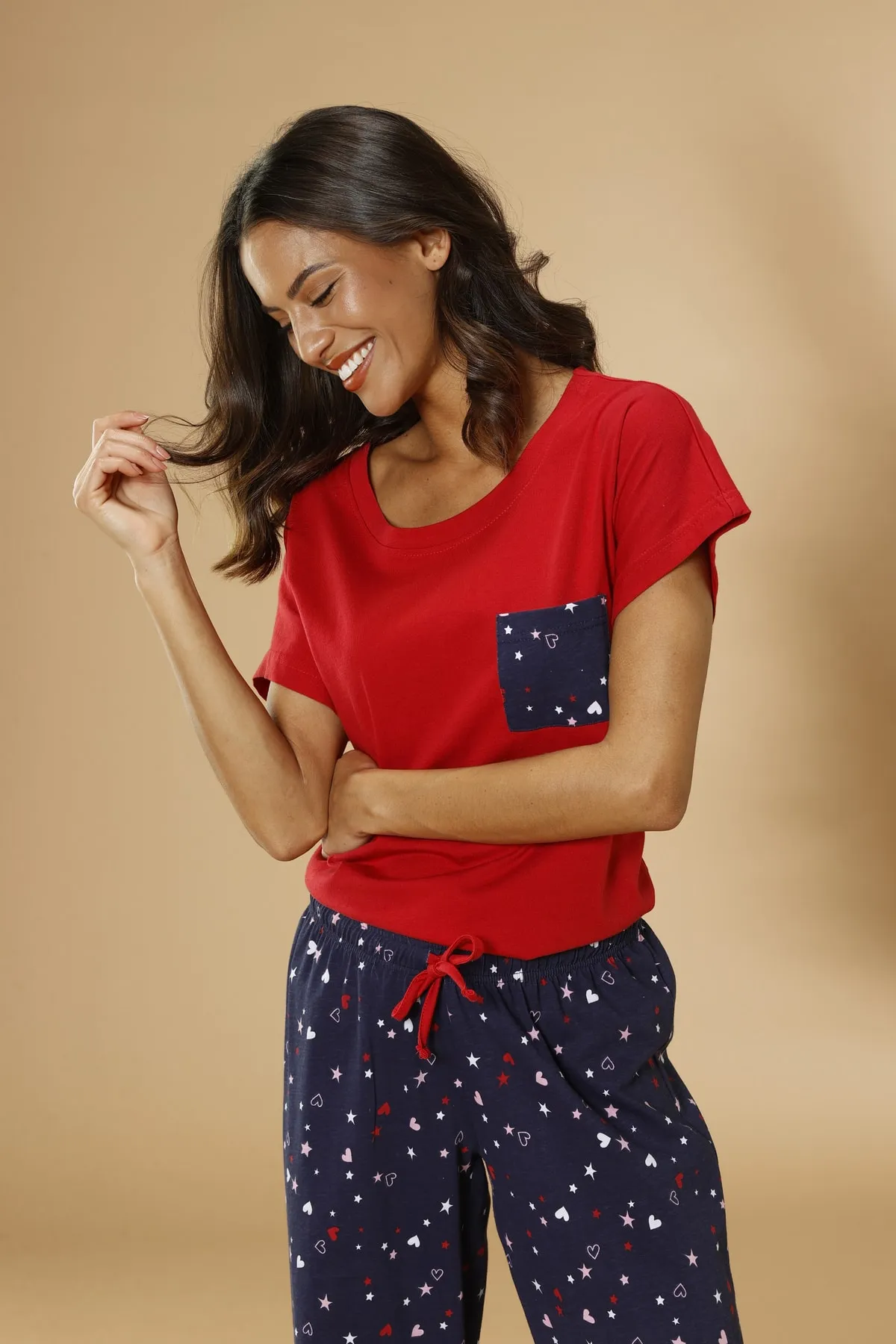 Vivance  Pyjama set - Rot - Unifarben