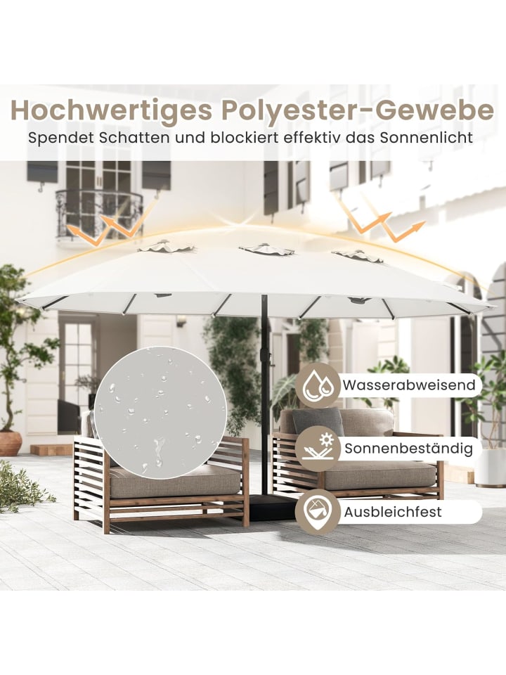 COSTWAY Doppelsonnenschirm mit Ständer 443x265cm in Beige günstig kaufen onesize