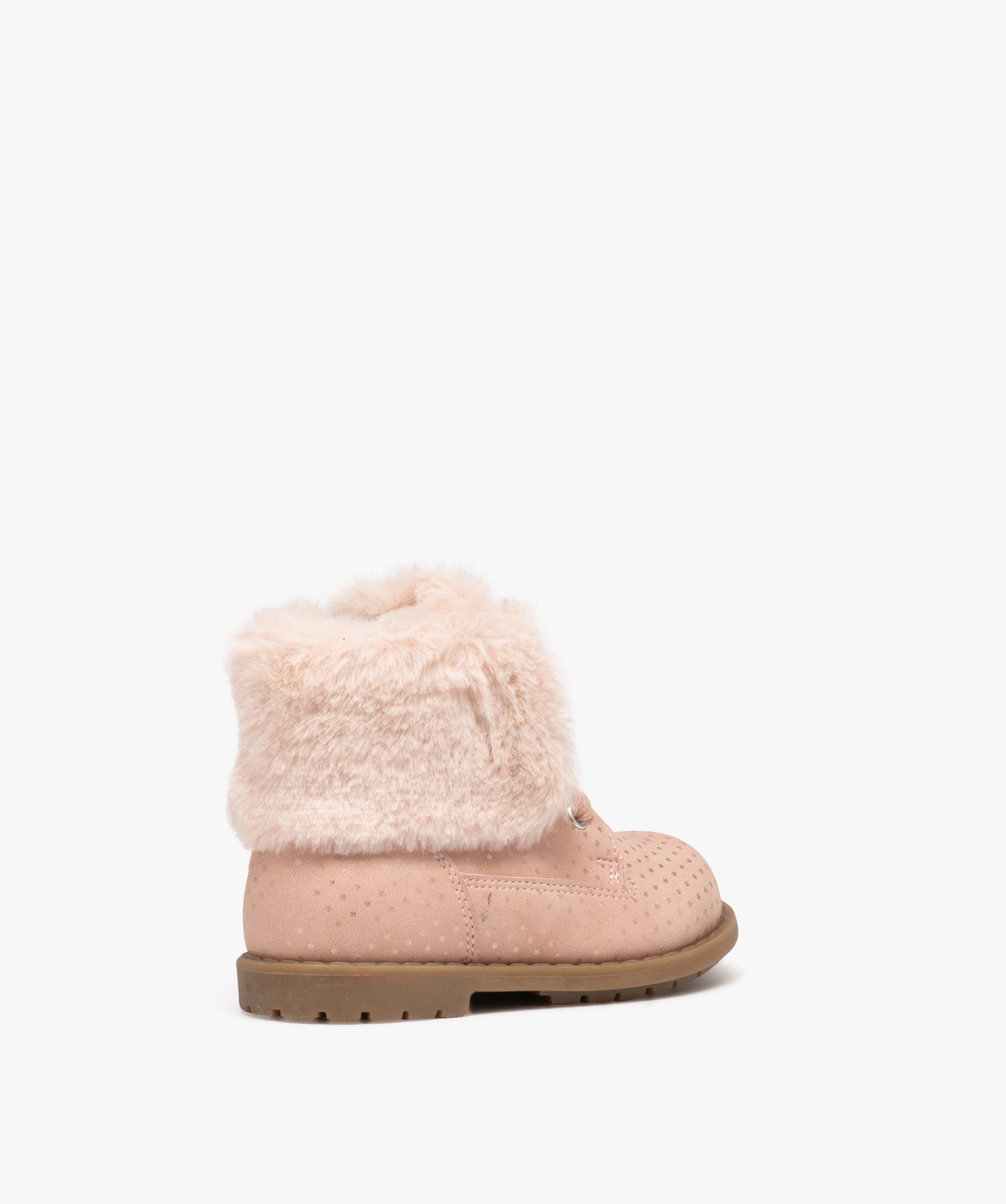 Boots bébé fille à motifs étoiles et col fourré rose | GEMO
