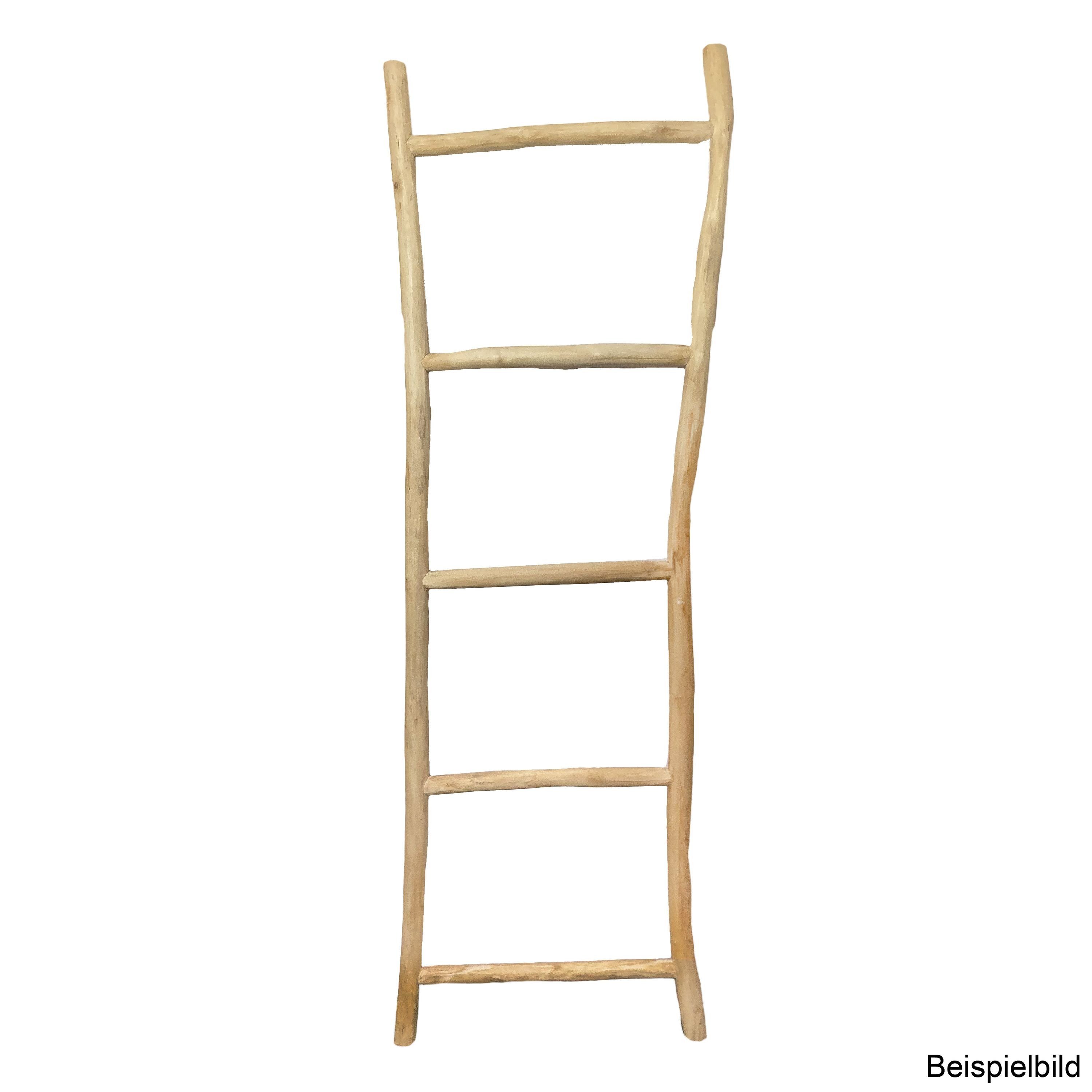 LebensWohnArt Dekoleiter Deko-Leiter KEPALA ca. H150cm Natural Teak Handtuchhalter Kleiderständer