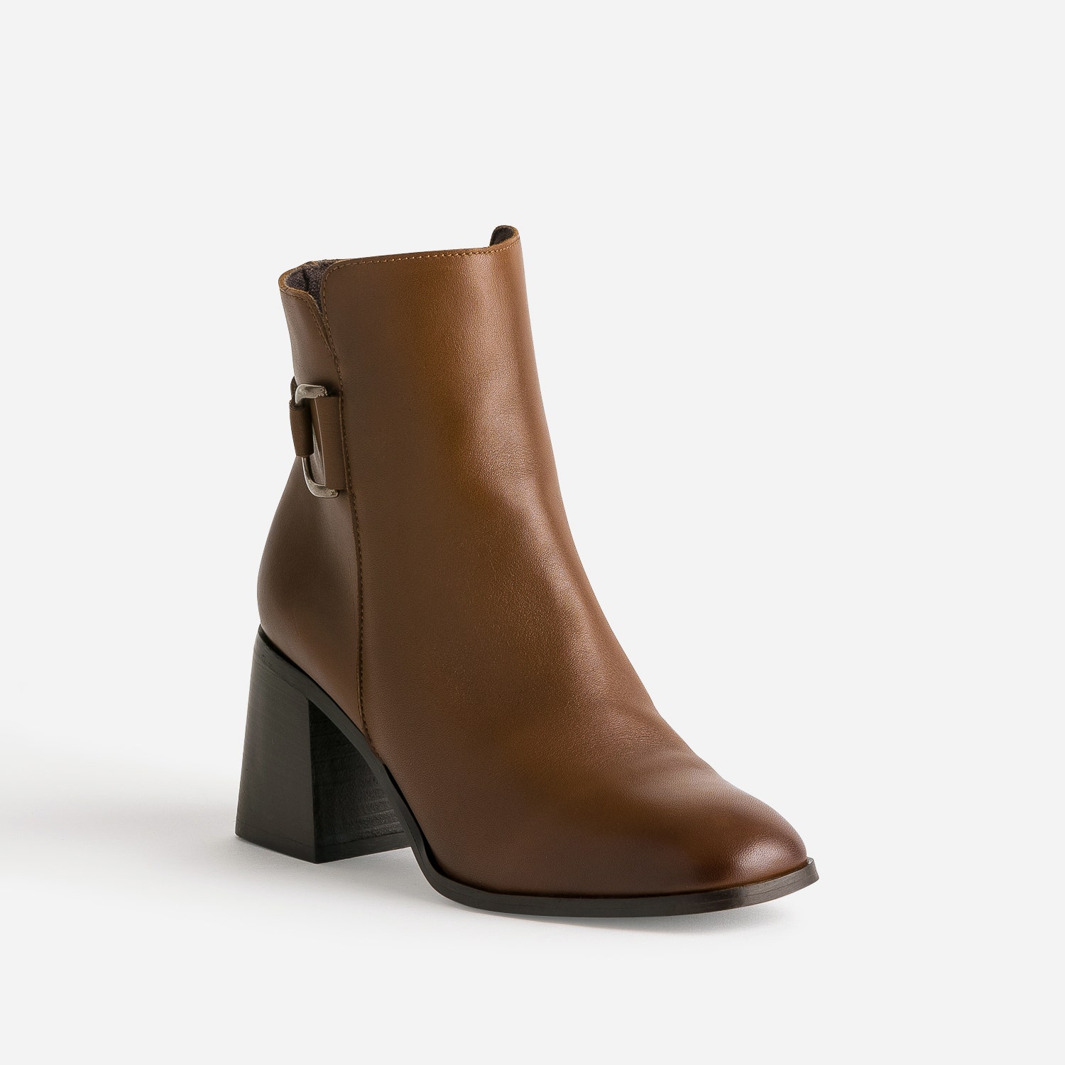 Boots cognac en cuir éco-conçu avec anneau en D