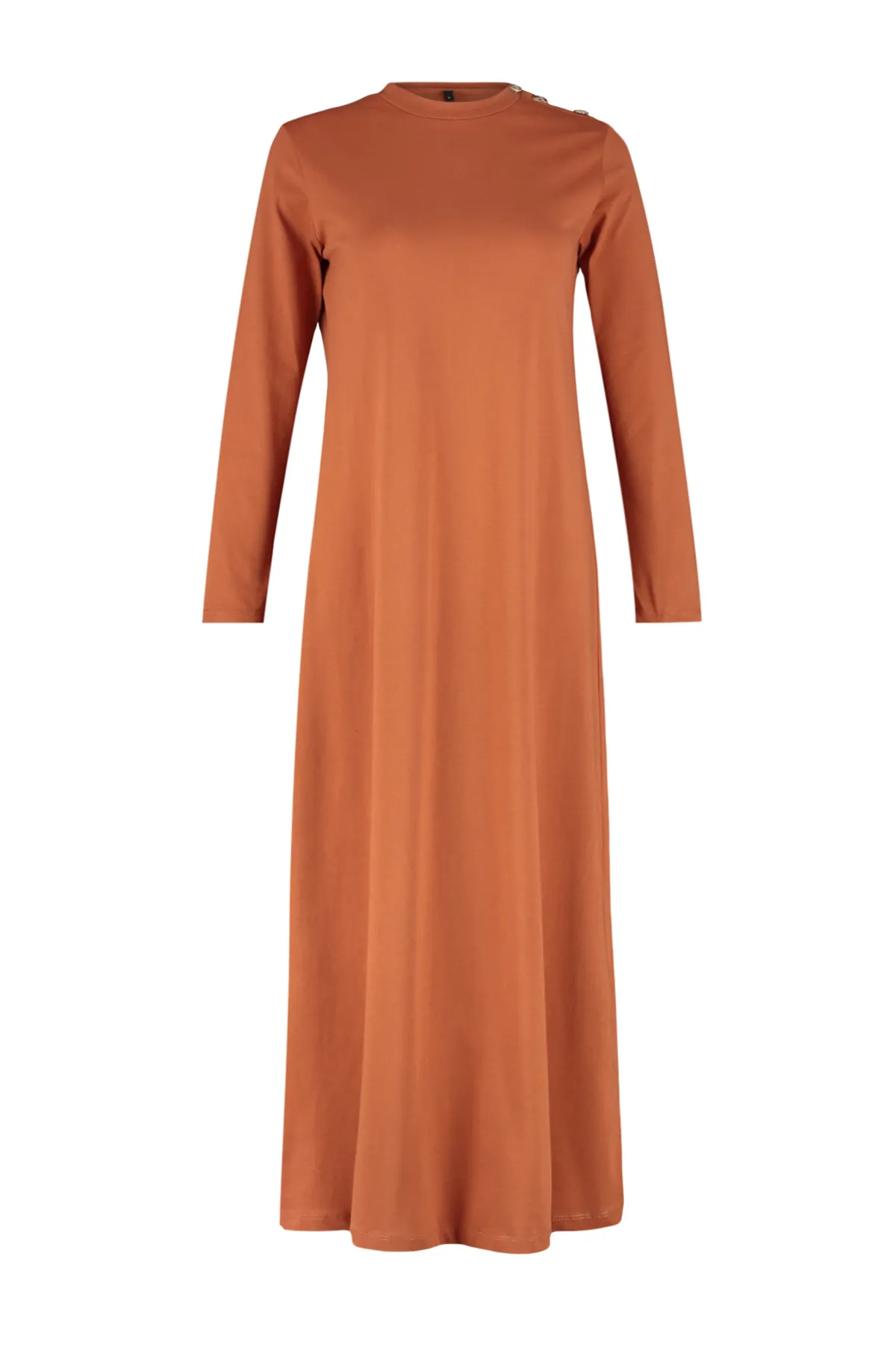 Trendyol Modest  Detailliertes Strickkleid mit Zimt-Schulterknopf TCTSS23EB00291