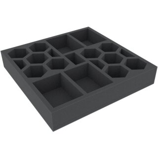 285 mm x 285 mm x 50 mm Schaumstoffeinlage für Brettspiele - 19 Fächer
