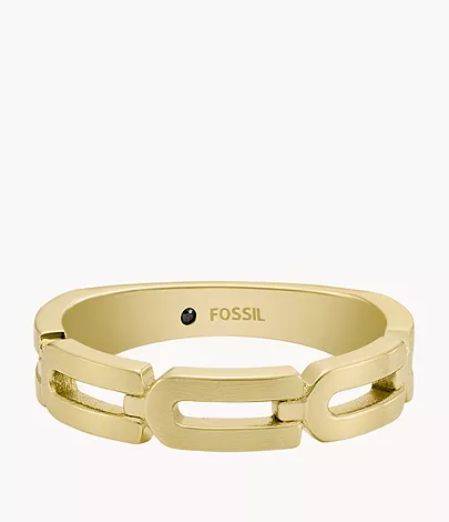 Fossil Ring Heritage D-Link Chain Edelstahl goldfarben