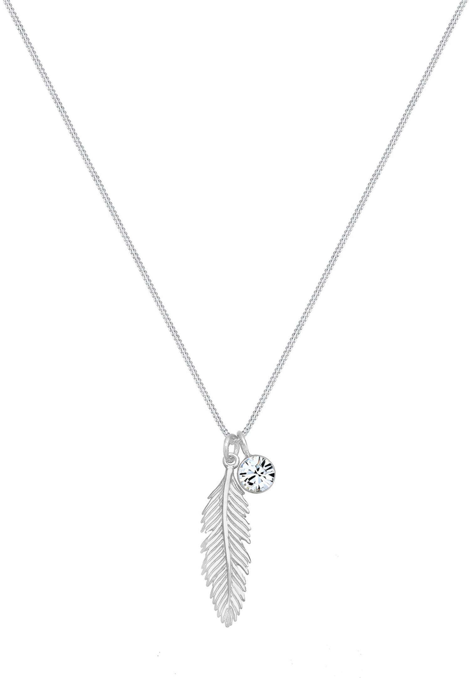 Elli Halskette Feder Boho Kristall 925 Sterling Silber