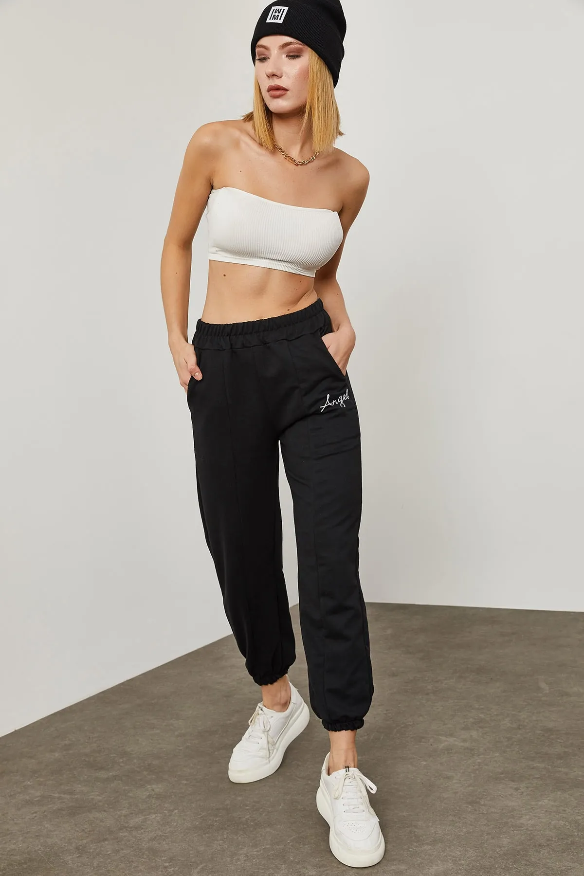 XHAN  Damen-Jogginghose mit Black Angel-Stickerei 0YZK8-10320