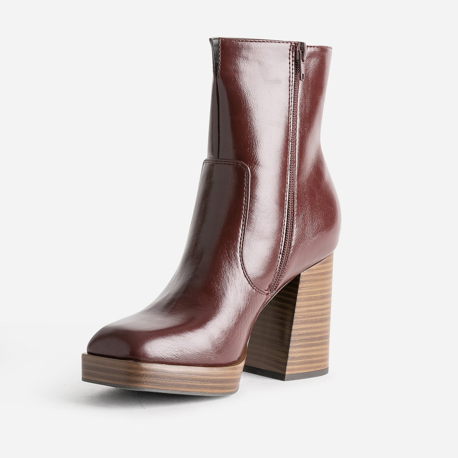 Boots bordeaux éco-conçu à plateforme et talon flare
