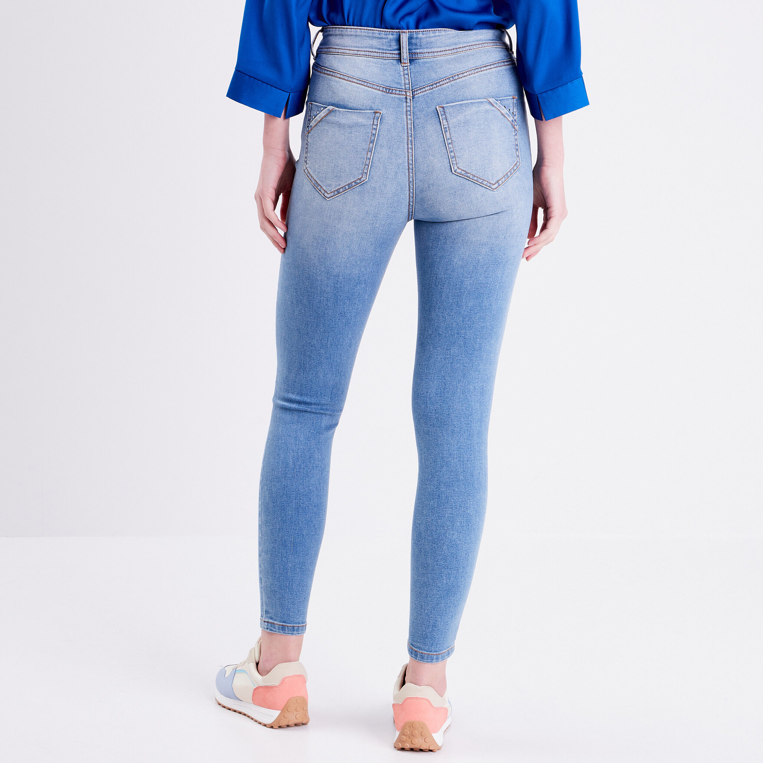Jeans skinny détails cloutés denim double stone femme | Cache Cache