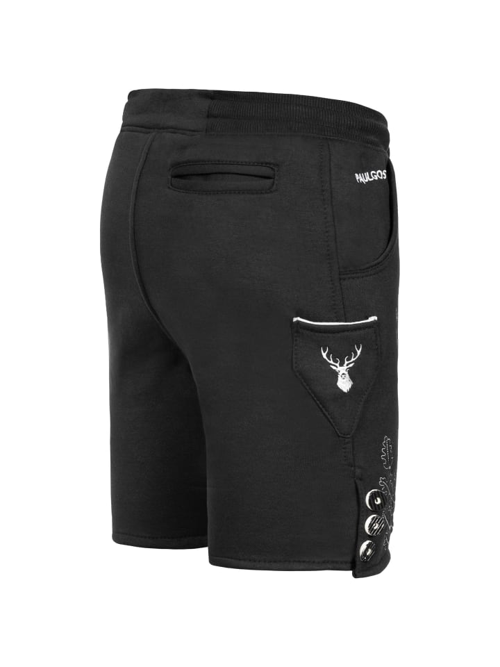 PAULGOS Jogginghose Design Trachten Lederhose Bermuda Shorts Kurz JOK5 in Schwarz günstig kaufen