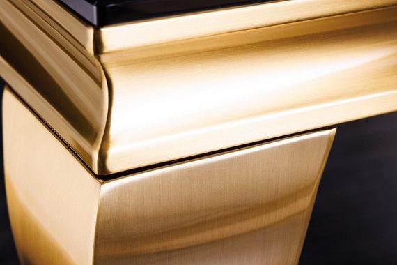 riess-ambiente Couchtisch MODERN BAROCK 100cm schwarz / gold (Einzelartikel, 1-St), Wohnzimmer · Glasplatte · Edelstahl · eckig