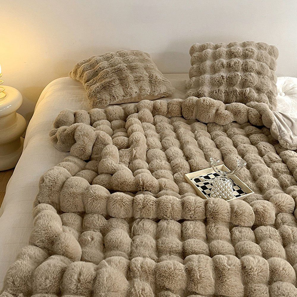 Outdoordecke Kurzflorige, lässige Überwurfdecke warme Fleecedecke, Sarfly, aus Kaninchenfellimitat, Wohndecken,1 Stück