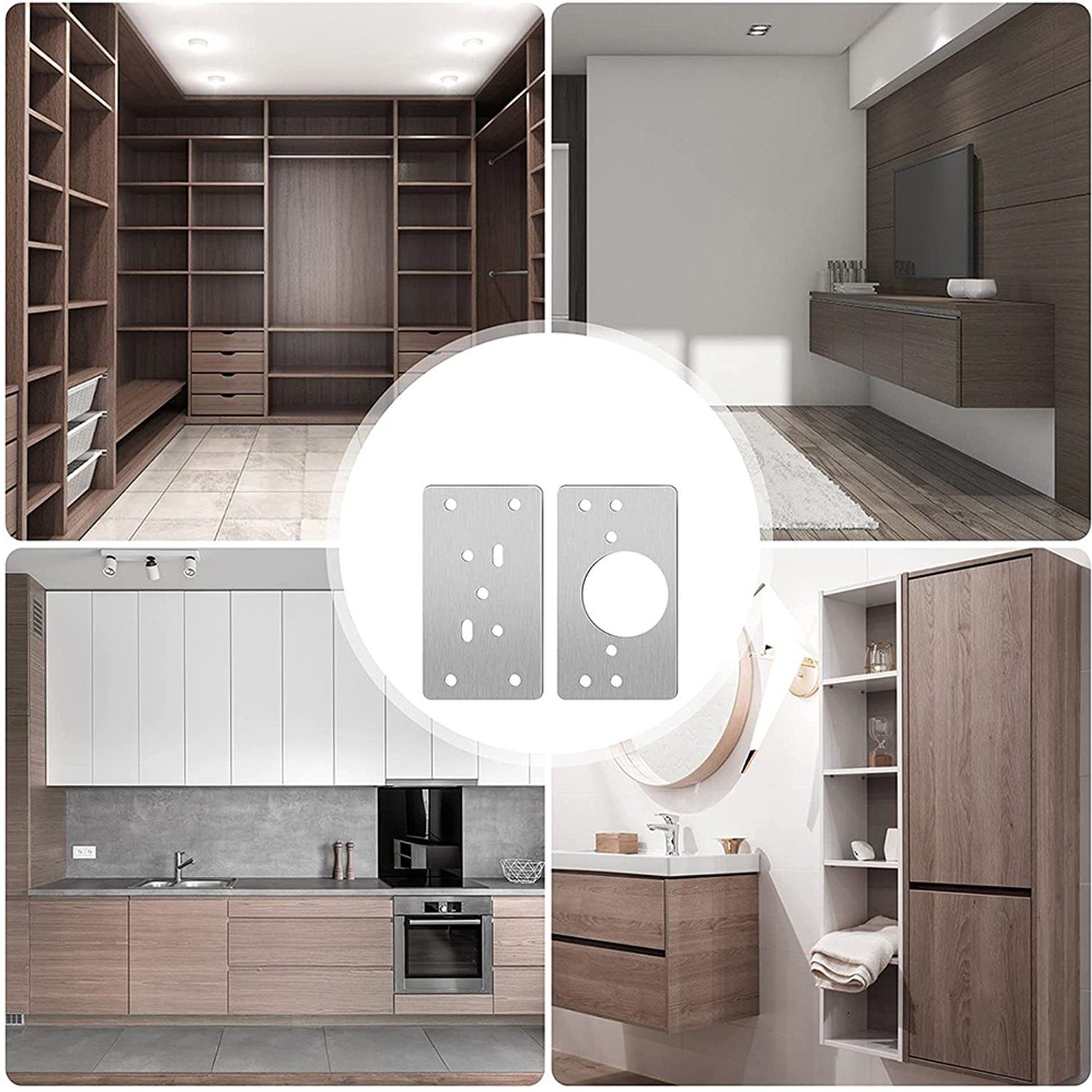 AKKEE Montagezubehör Schrank Scharnier Reparaturplatte Scharnier Reparaturplatte (4 Paar, 90*47mm), Scharnier reparaturset Geeignet für Schrank, Möbel, Schublade, Fenster