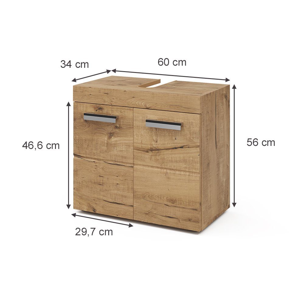 Vicco Badmöbel-Set Badschrank Waschtischunterschrank LUNA Eiche Wotan, (1-St., Badschrank)