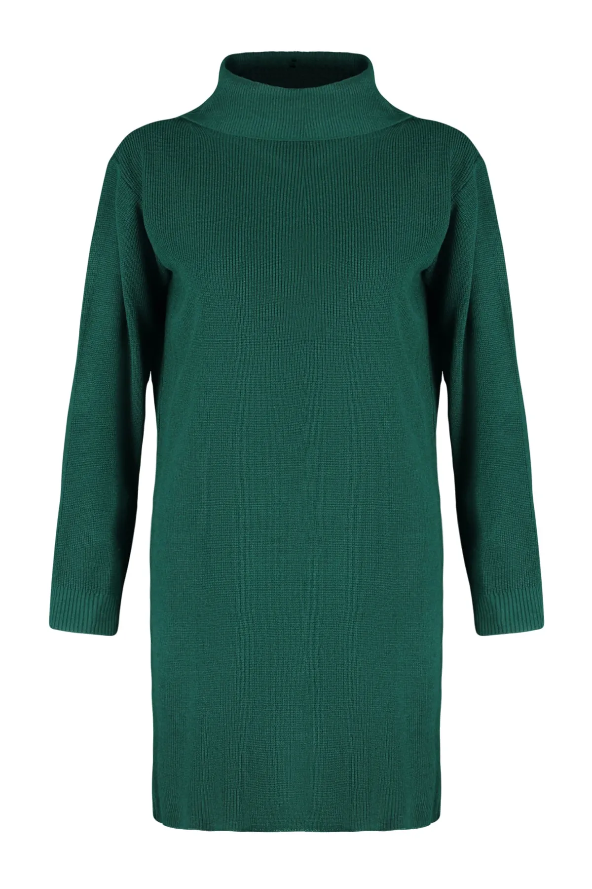 Trendyol Collection  Smaragdgrünes Mini-Strickkleid mit Rollkragen TWOAW23EL00026