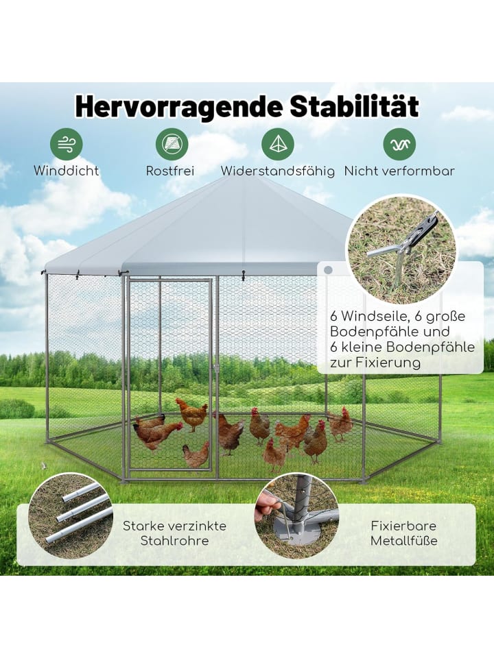 COSTWAY Hühnerstall 280x244x250cm in Silber günstig kaufen onesize