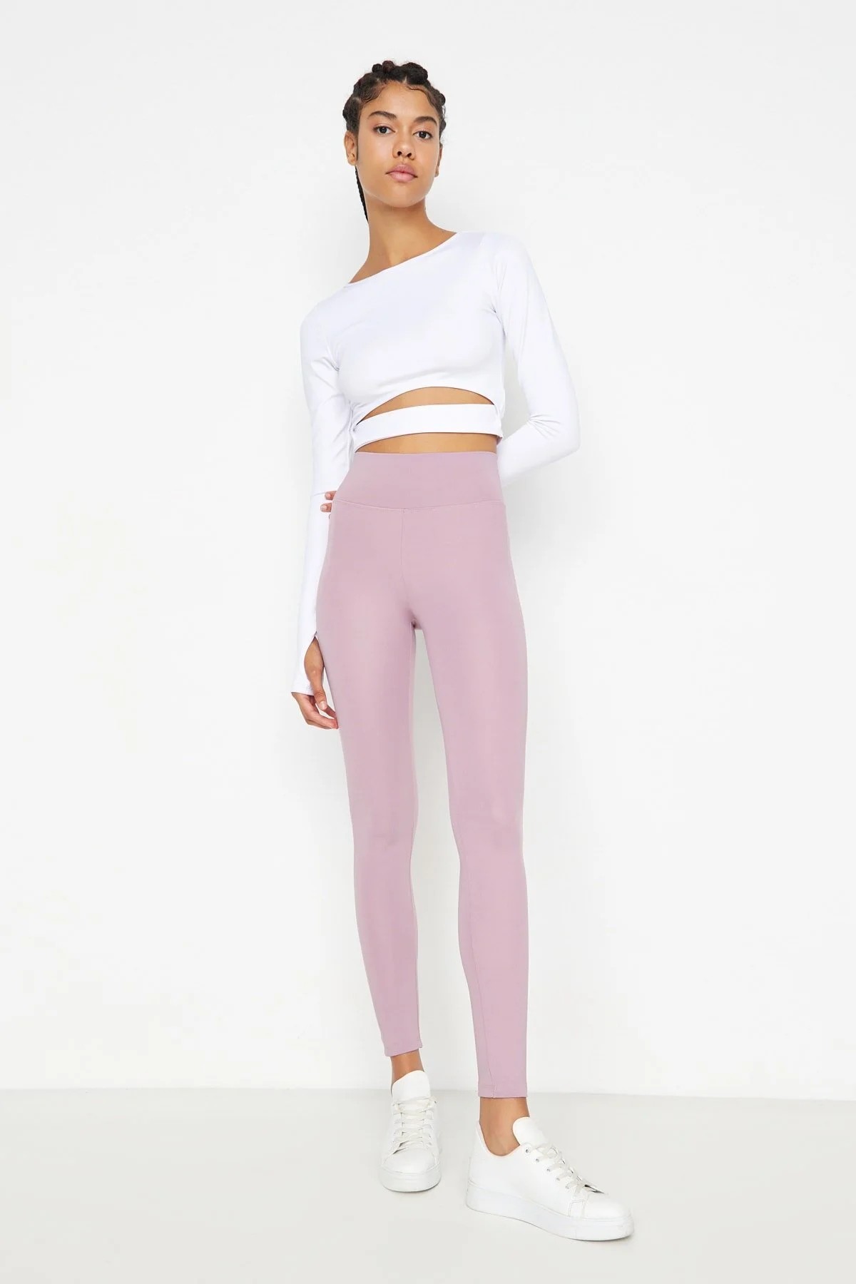 Trendyol Collection  Gestrickte Sportstrumpfhose mit breiter Taille von Dried Rose, elastisch, extra Erholung, in voller Länge TWOAW21TA0029