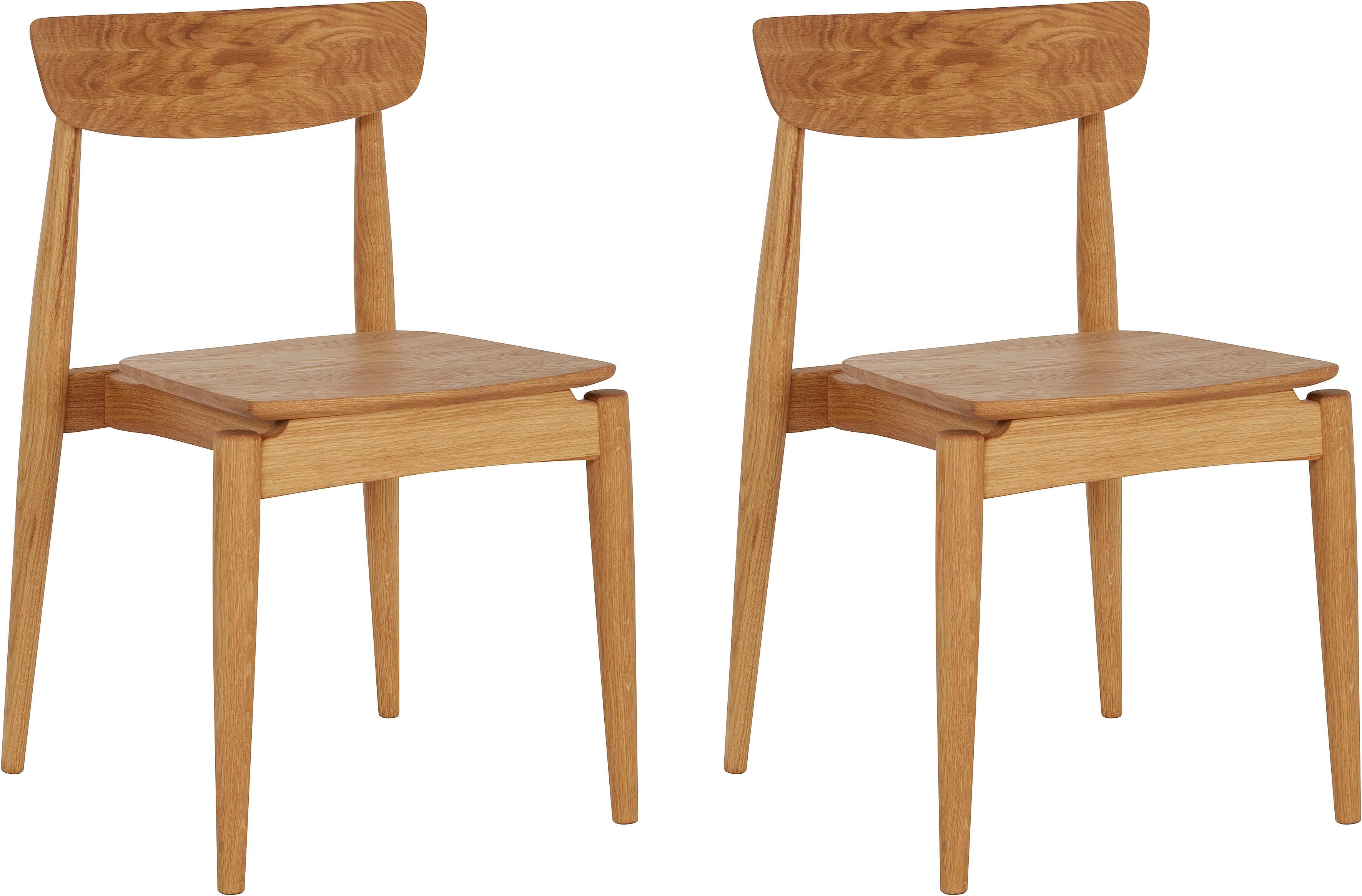 OTTO products 4-Fußstuhl Veikko (Set, 2 St), vegan, mit pflanzlichem Bio Öl behandelt, Massivholz Eiche, stapelbar