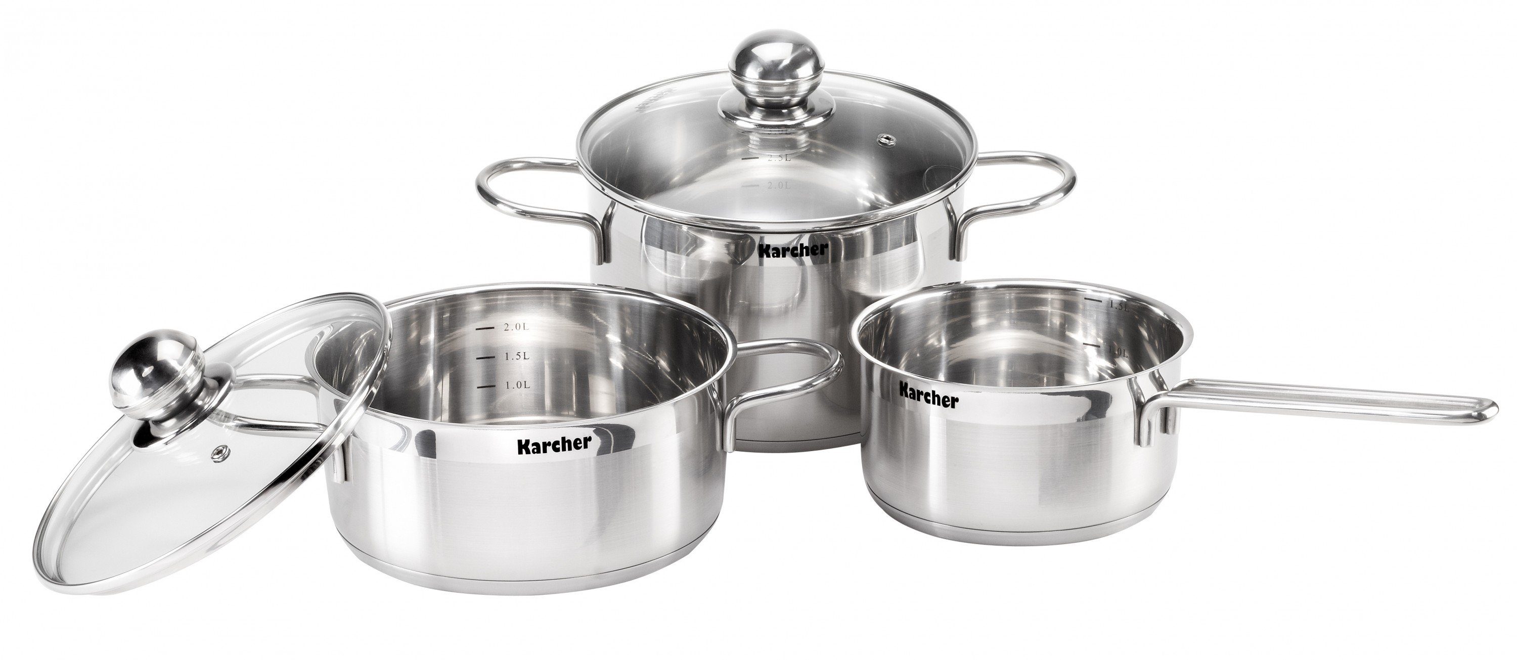 Karcher Topf-Set Jette, Edelstahl (14-tlg), inkl. 5 Glasdeckel, Induktion